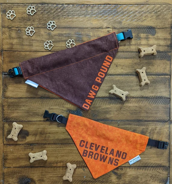 Cleveland Browns Dog Bandana | NFL Dog Accessories | Dawg Pound | Reversible and Double Sided | O... | Etsy (US)