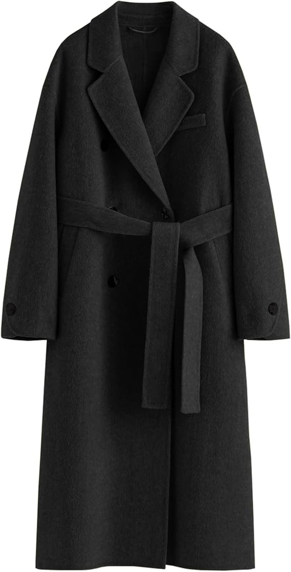 Peaceglad Womens Pea Coats Fall Long Trench Coat Double Breasted Button Down Lapel Belted Peacoat | Amazon (US)