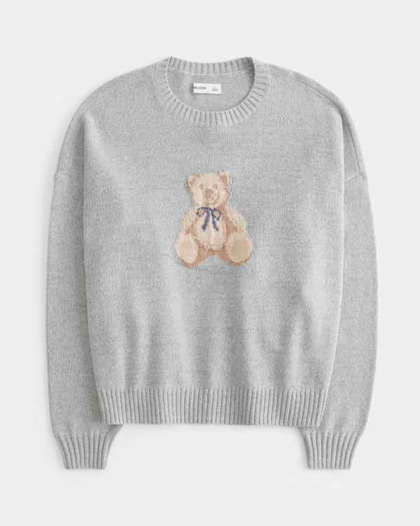 Women's Easy Teddy Bear Graphic Crew Sweater | Women's Clearance | HollisterCo.com | Hollister (US)