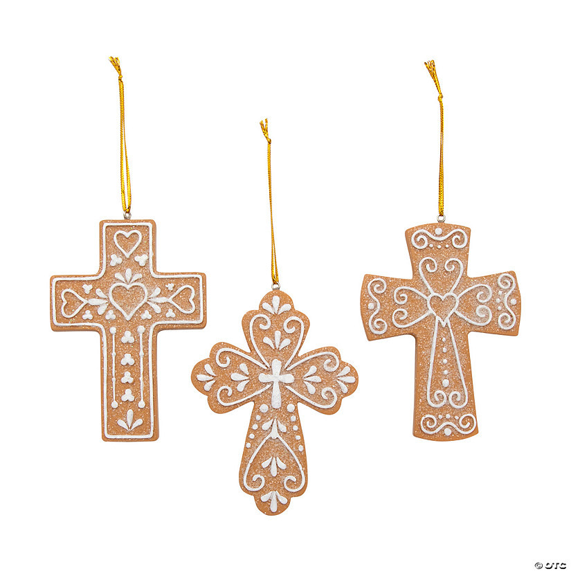 4" Religious Gingerbread Cross Christmas Tree Ornaments - 12 Pc. | Oriental Trading Company