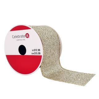 2.5" x 20ft. Sheer Wired Glitter Ribbon by Celebrate It® Christmas | Michaels Stores