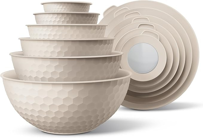 COOK WITH COLOR Mixing Bowls with Lids - 12 Piece Plastic Nesting Bowls Set includes 6 Prep Bowls... | Amazon (US)