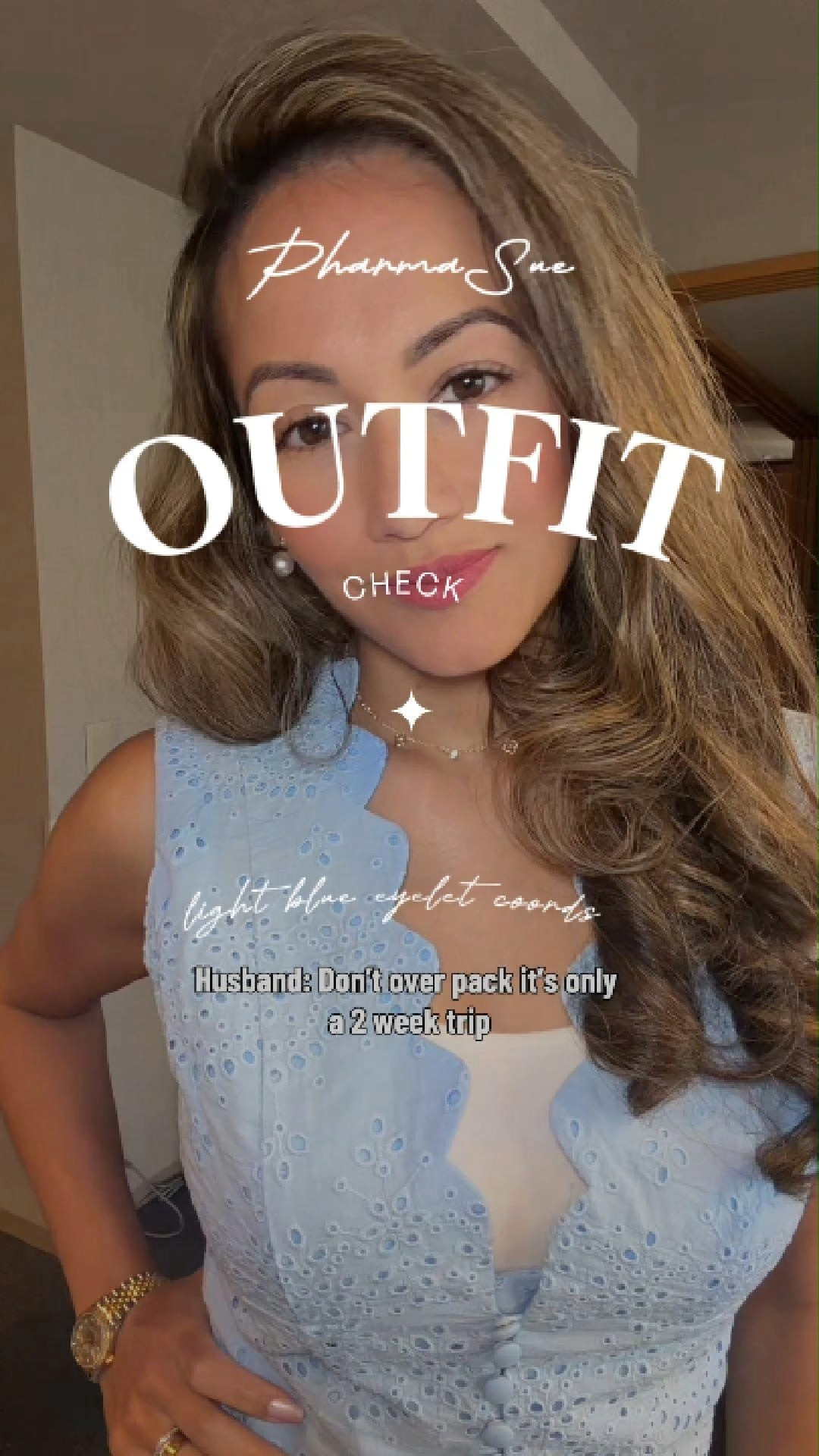The perfect light blue eyelet set for summer vacations, brunch dates, and everything in between 💙 Easy to dress up or down and such a chic packing staple. Linking this outfit plus similar pieces that are vacation-ready and suitcase-approved ✈️☀️ 

 #LTKootd #LTKmomlife #LTKOver40