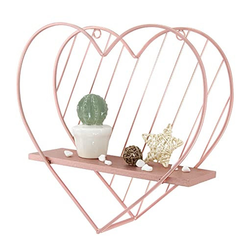 Afuly Floating Shelves for Wall, Cute Heart Wall Shelf Pink Funky Organizer Small Hanging Trinket Storage Aesthetic Room Decor for Bedroom Bathroom Hallway Entryway Vanity, Rose Gold | Amazon (US)
