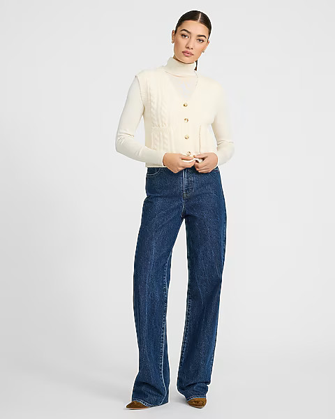 Cable Knit V-Neck Sweater Vest | Express