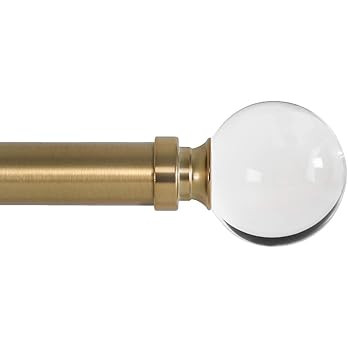 Ivilon Drapery Treatment Window Curtain Rod - Acrylic Ball 1 inch Pole. 72 to 144 Inch. Warm Gold | Amazon (US)