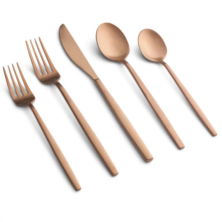 Graze by Cambridge Kiki Copper Satin Forged 18/0 Stainless Steel 20-Piece Flatware Set, Service f... | Walmart (US)