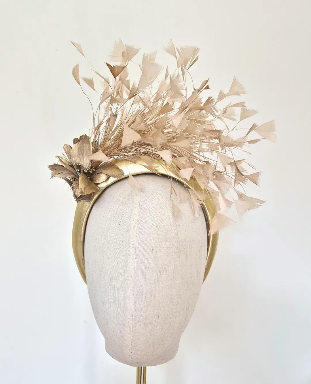 Gold Metallic Feather Headband: Wedding Races Fascinator - Etsy UK | Etsy (Global)