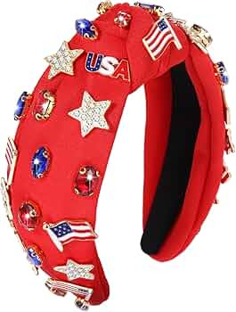 4 th of July Headband for Women American Flag Knottted Headband Star USA Charm Fourth of July Pat... | Amazon (US)