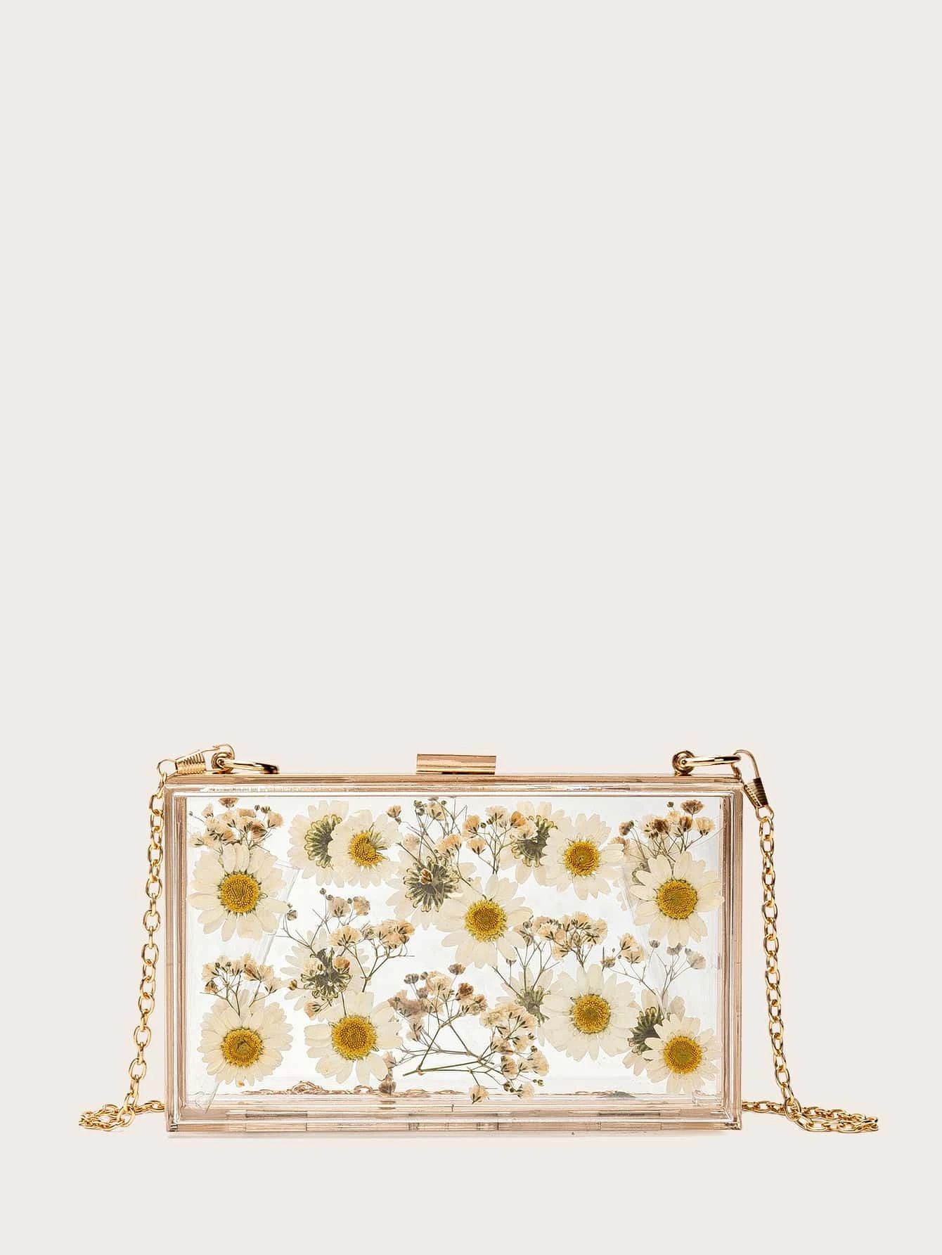 Clear Daisy Embedded Box Bag | SHEIN