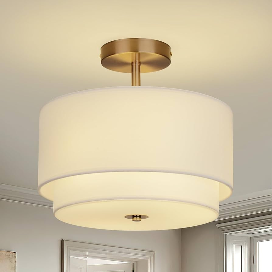 Gold Light Fixtures Ceiling Mount,12.6'' Semi Flush Mount Ceiling Light Fixtures,Nursery Light Fi... | Amazon (US)