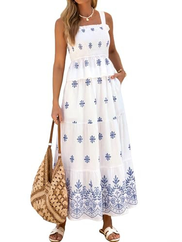 Glamaker Womens 2 Piece Skirt Sets Summer Boho Floral Smocked Ruffle Hem Tank tops Maxi Skirts Wi... | Amazon (US)