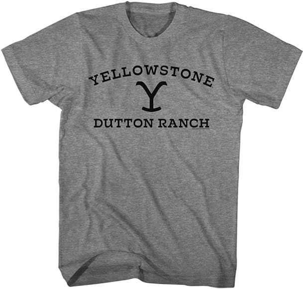 Yellowstone TV Series Logo Dutton Ranch Heather Gray Adult Short Sleeve T-Shirts Fun Tshirts Cool... | Amazon (CA)