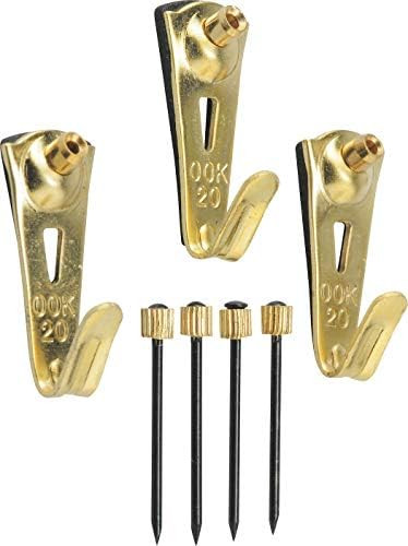 OOK 50615 Professional Picture Hangers, Art Hangers, Padded, Brass, Reusable Picture Hooks, 20lb (15 | Amazon (US)