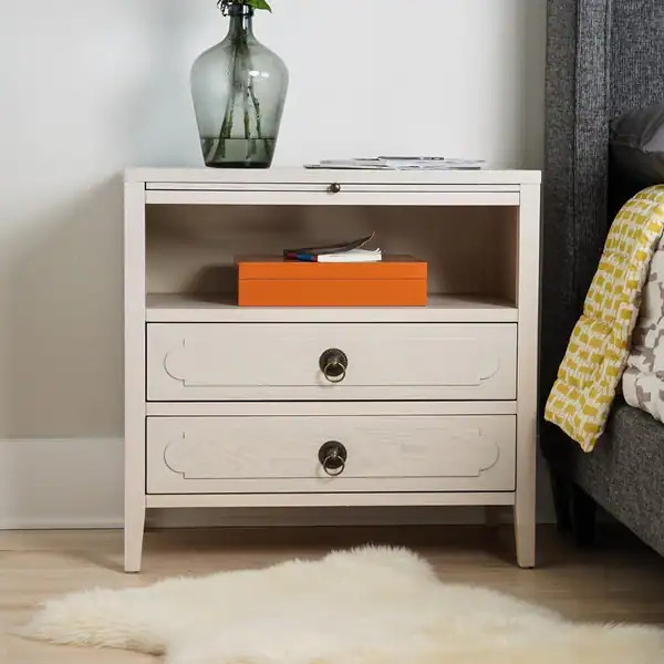 Posh Pollen Grant White Nightstand End Table | Bed Bath & Beyond