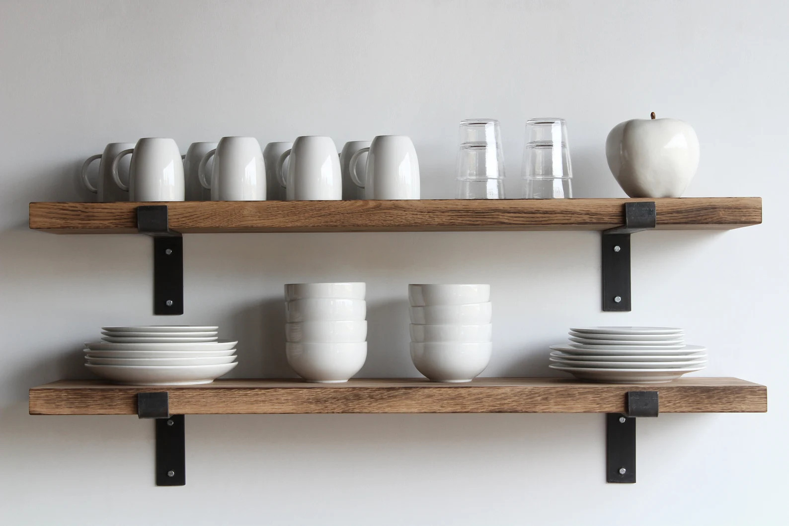 Deep Kitchen Shelves Hardwood Set of 2  Modern Sleek | Etsy | Etsy (US)