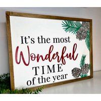 It's The Most Wonderful Time|Christmas Holiday Sign Framed|Farmhouse Christmas Decor|Holiday Decor S | Etsy (US)