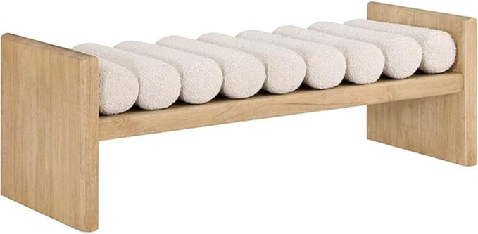 Meridian Furniture 179Cream Waverly Collection Modern | Contemporary Bench with Solid Wood Rich N... | Amazon (US)