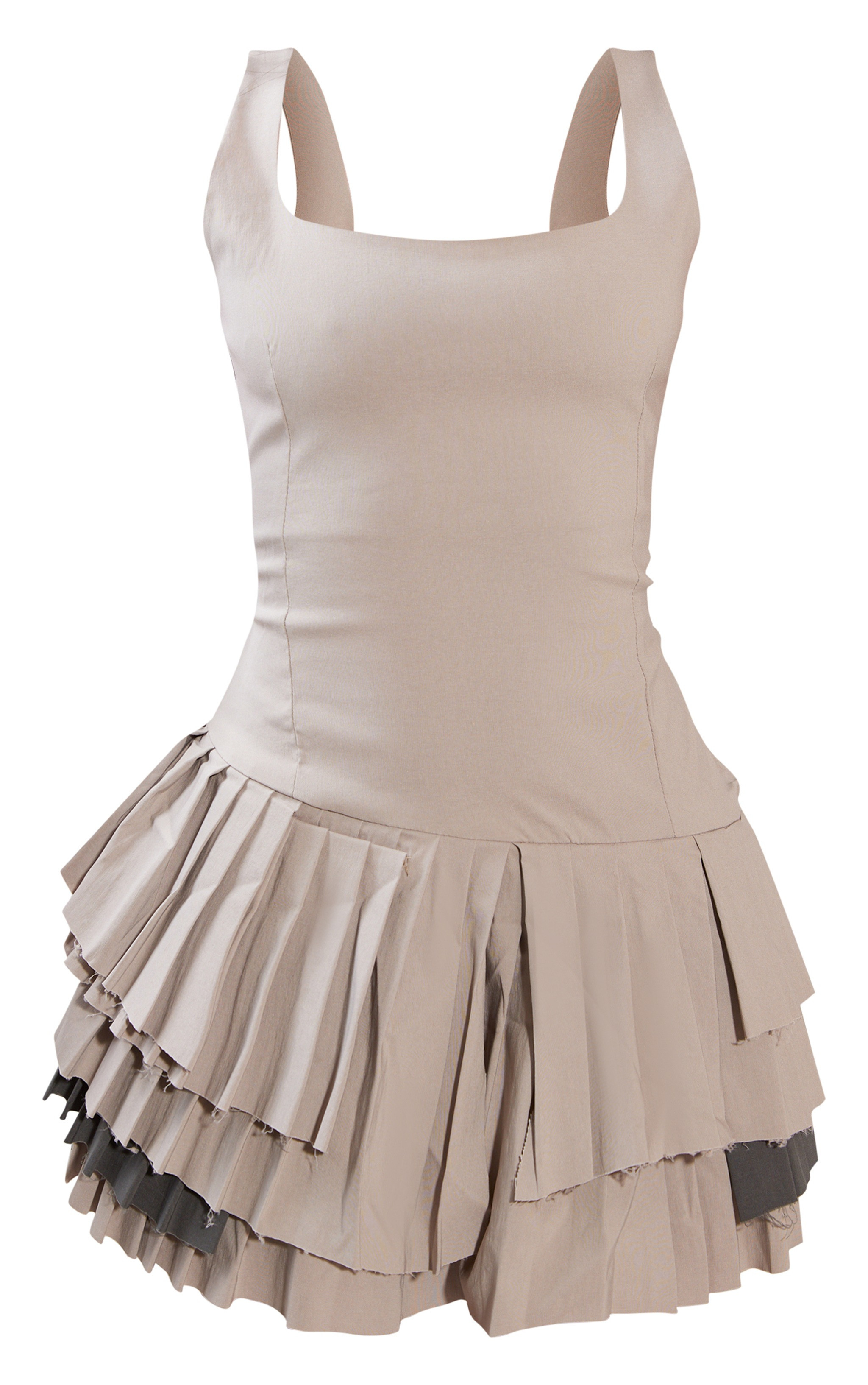 Petite Grey Stretch Woven Extreme Shift Dress | PrettyLittleThing US