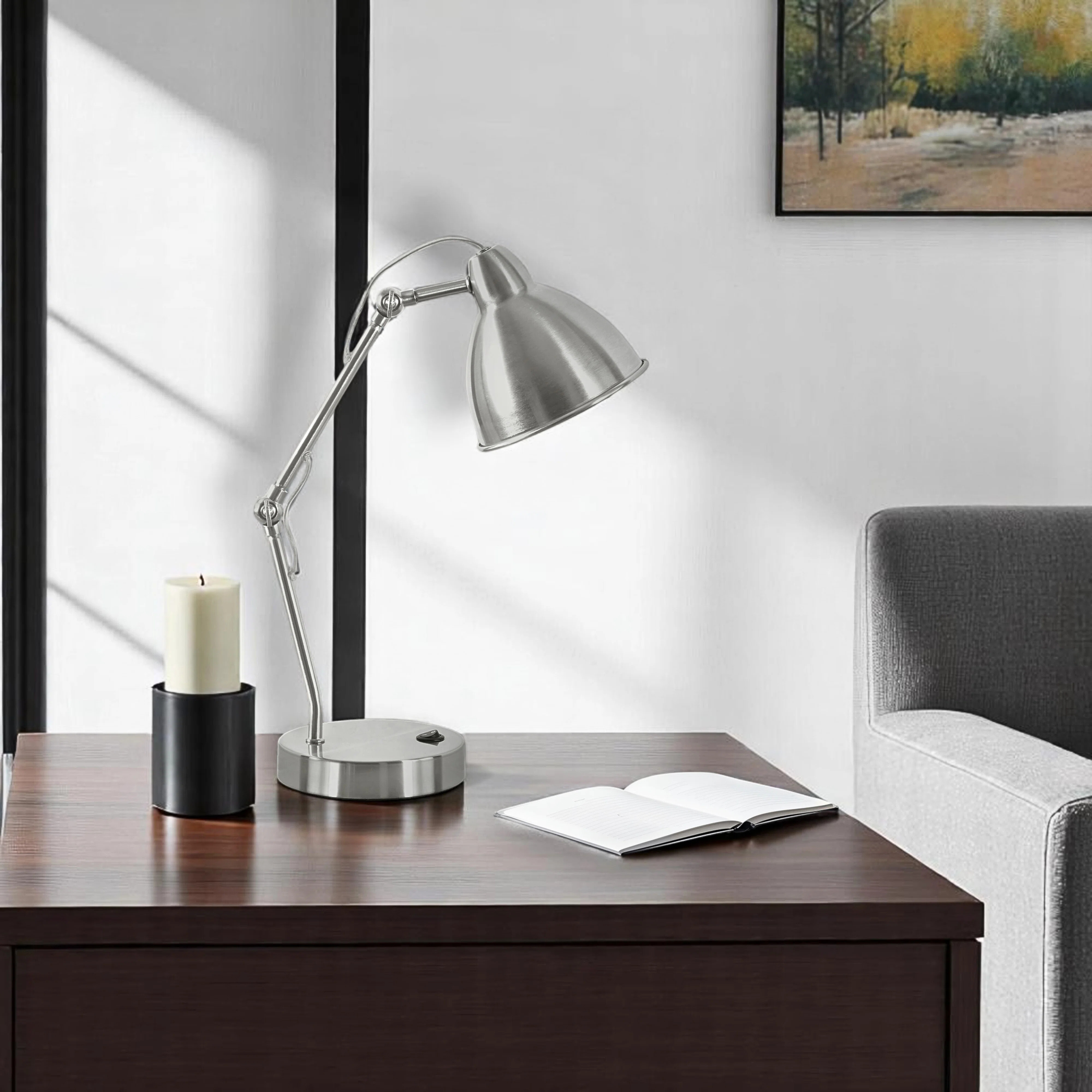 Kailyn 17"H Table Lamp, Usb Port Included & Nickel Metal & Nickel Shade | Wayfair North America