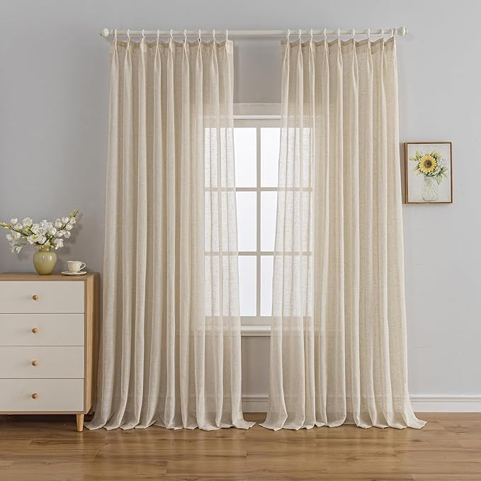 Sheer Curtains 108 Inches Long Pinch Pleated Sheer Curtains & Drapes Farmhouse Curtains for Livin... | Amazon (US)