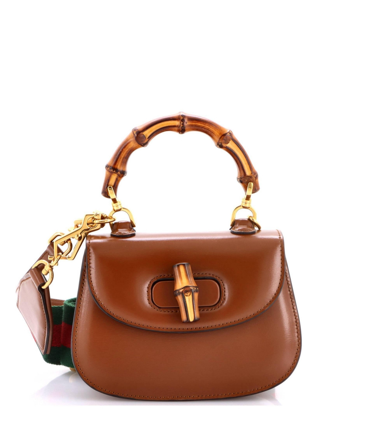 Pre-Owned Gucci Mini Bamboo 1947 Top Handle Bag Leather - Brown | Macy's