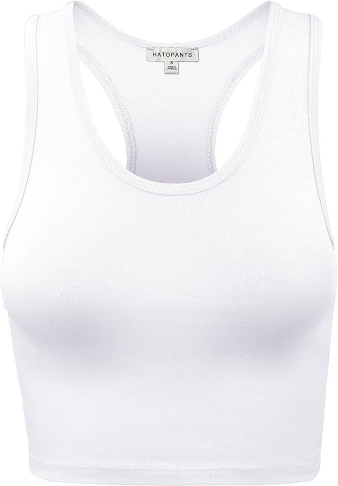 Women Sleeveless Racerback Camisole Tank Crop Top Premium Cotton Basic Shirts | Amazon (US)
