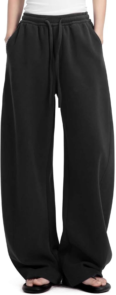 FACDIBY Womens Barrel Sweatpants Fleece Lined Wide Leg Sweat Pants Cotton Elastic Waisted Trouser... | Amazon (US)
