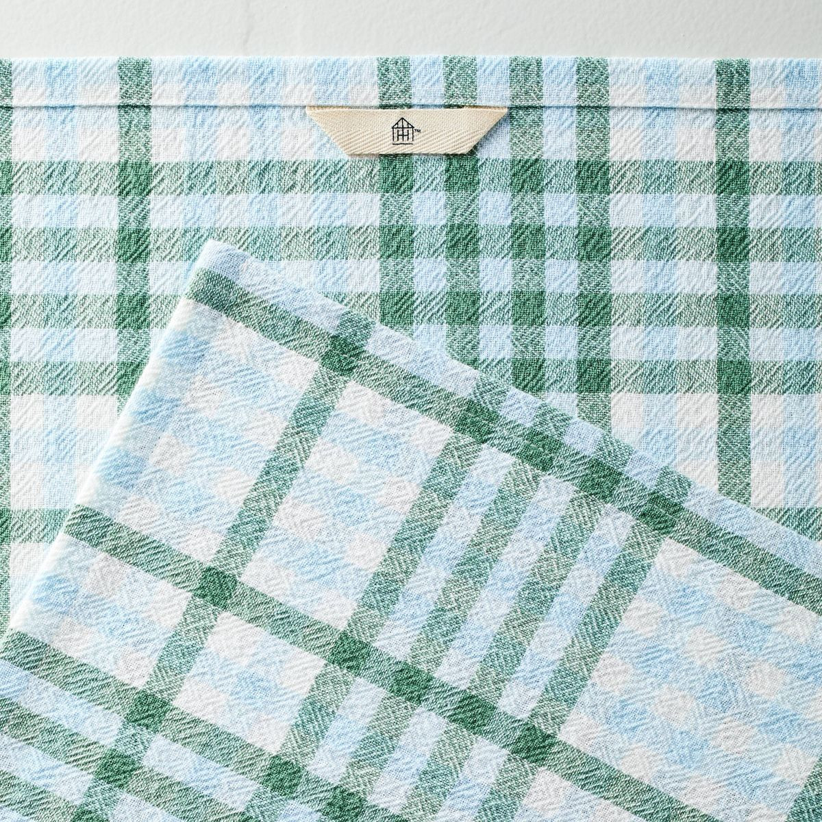 Layered Plaid Cotton Flour Sack Kitchen Towel Green/Blue/Cream - Hearth & Hand™ with Magnolia | Target