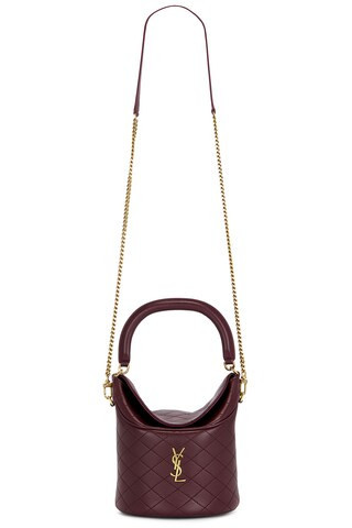 Saint Laurent Gaby Top Handle Bucket Bag in Hot Wine - Red. Size all. | FWRD 