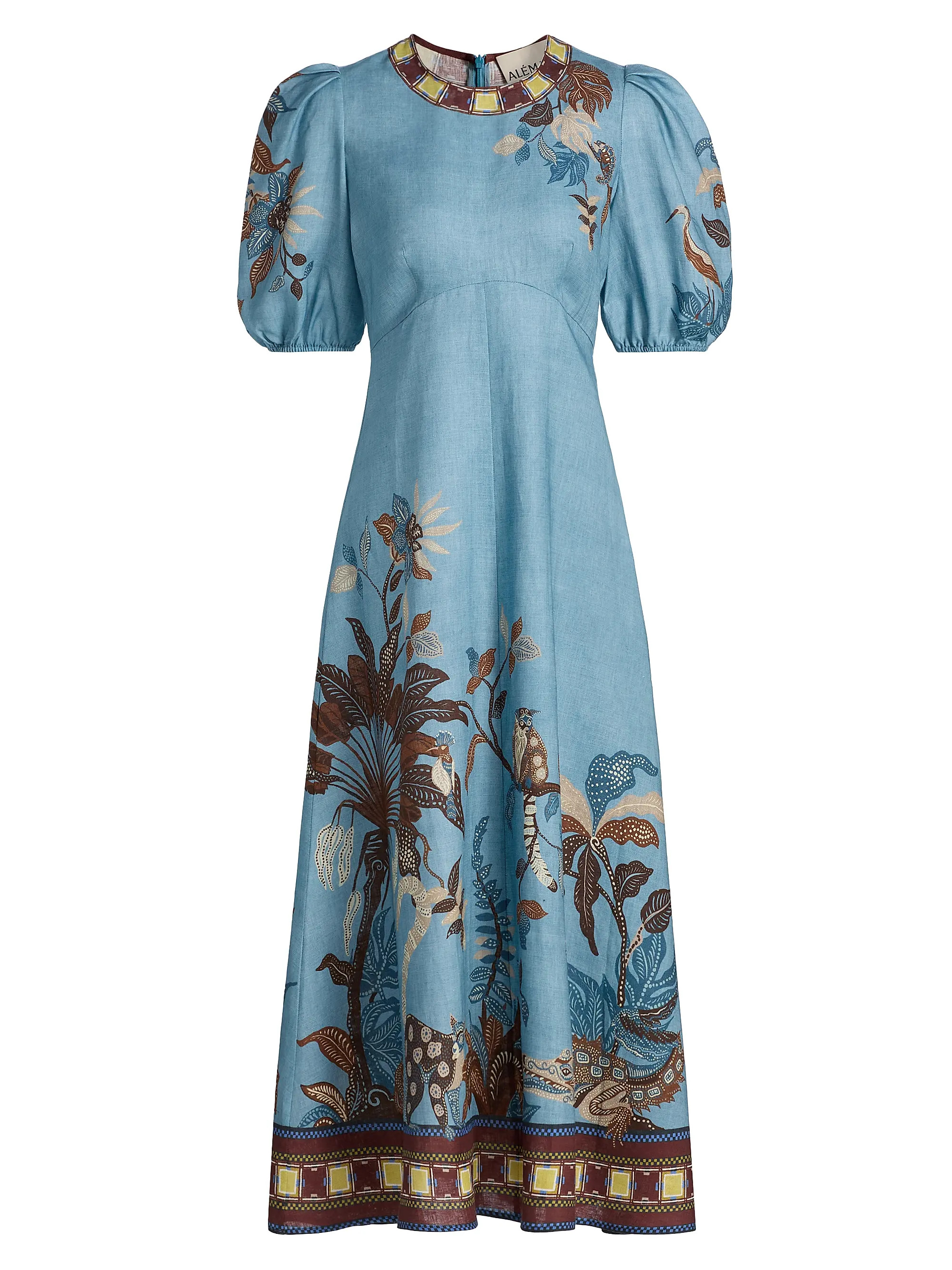 AL\u00c9MAIS Georgie Empire-Waist Linen Midi-Dress | Saks Fifth Avenue | Saks Fifth Avenue