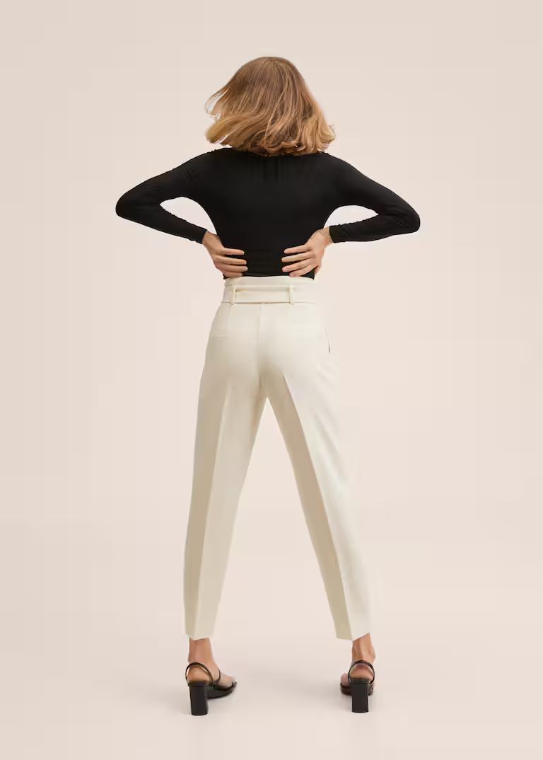 Belt straight-fit trousers -  Women | Mango United Kingdom | MANGO (UK)