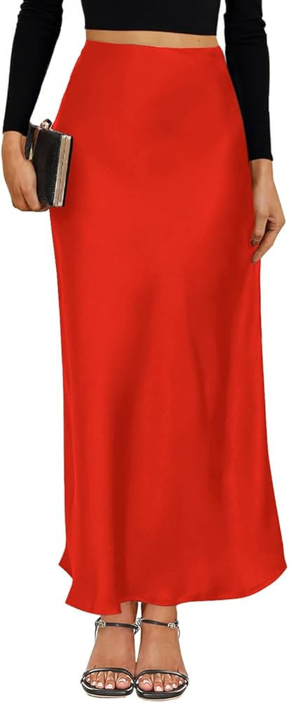 VividMosaic 2025 Satin High Waisted Maxi Skirt Silk A-Line Spring Summer Casual Long Skirts for W... | Amazon (US)