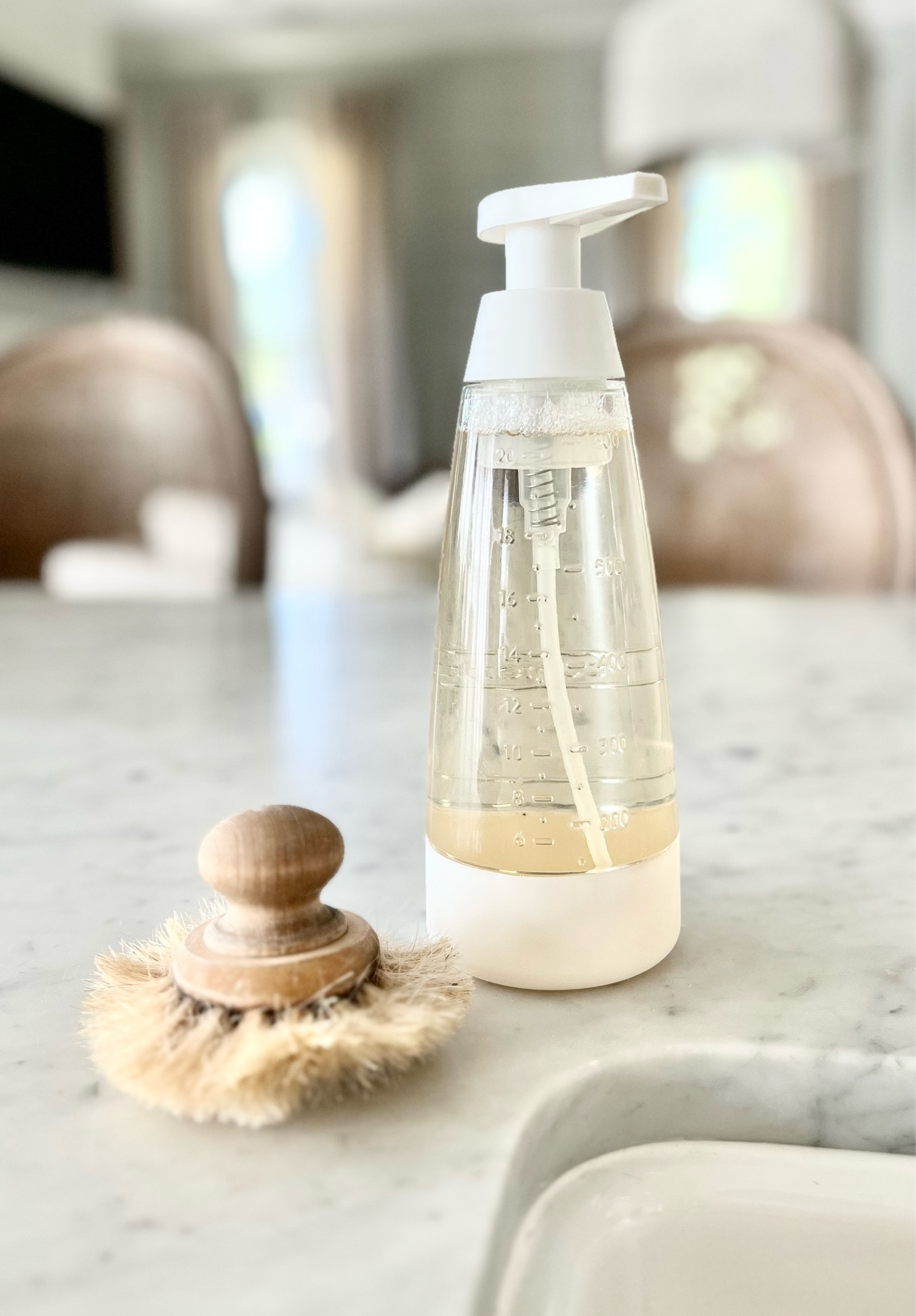 Foaming dish soap dispenser bottle.  