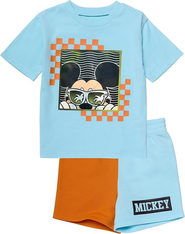 Disney Boys T-shirt and Shorts Outfit Set – Holographic T-Shirt & Matching Shorts Set, Mickey M... | Amazon (US)