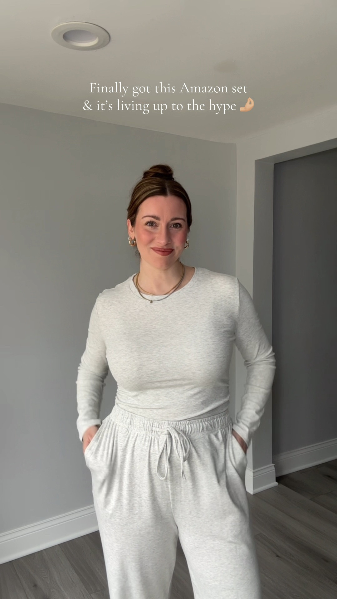 lounge set, matching set, long sleeve set, lounge set dupe, comfy set, cozy set, easy outfit, casual, casual wear, comfy wear, wide leg pants, new mom, mom, mom clothes, grey lounge set, grey set, amazon, Amazon finds 

#LTKStyleTip #LTKSaleAlert #LTKFindsUnder50