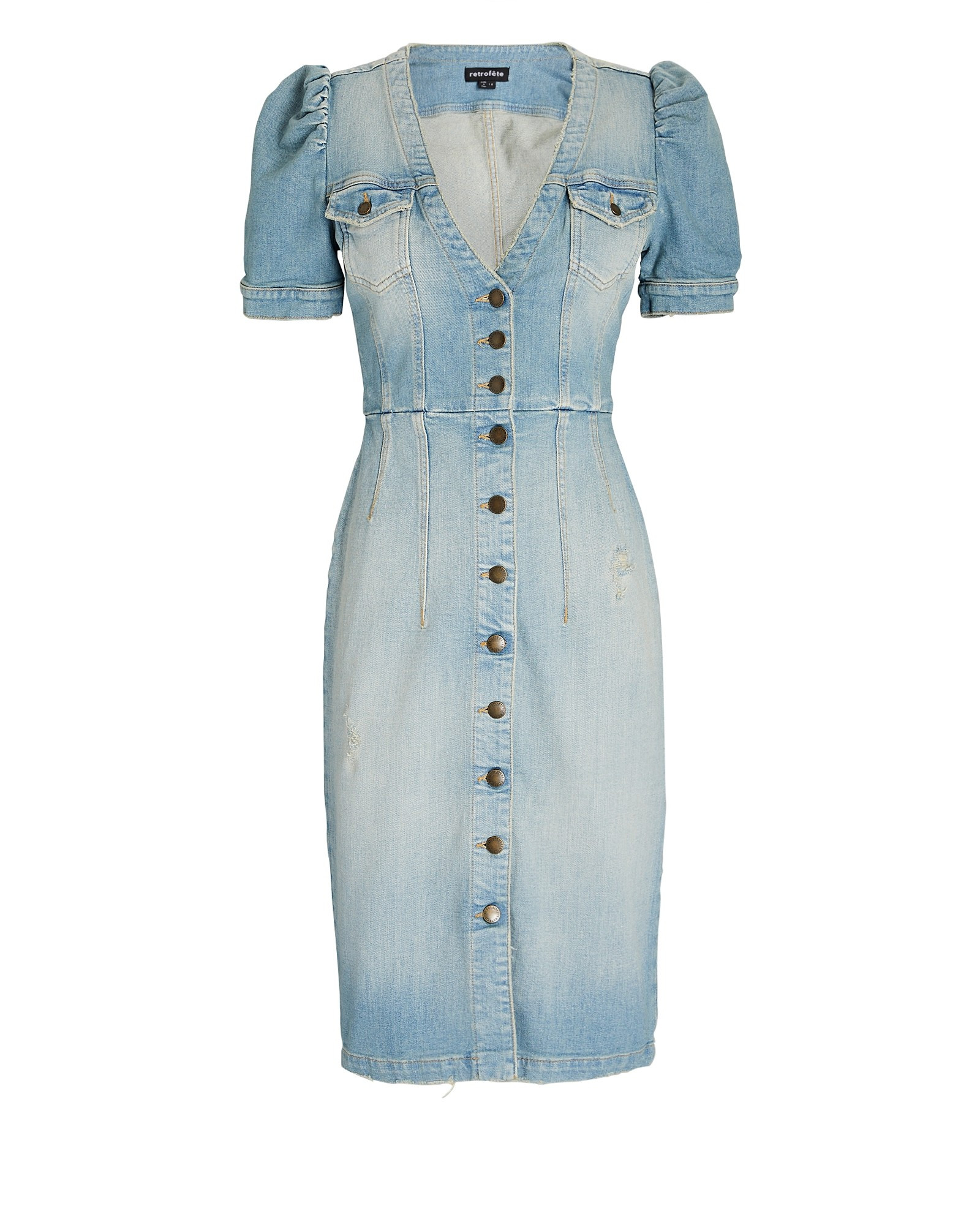 Annie Puff Sleeve Denim Midi Dress | INTERMIX