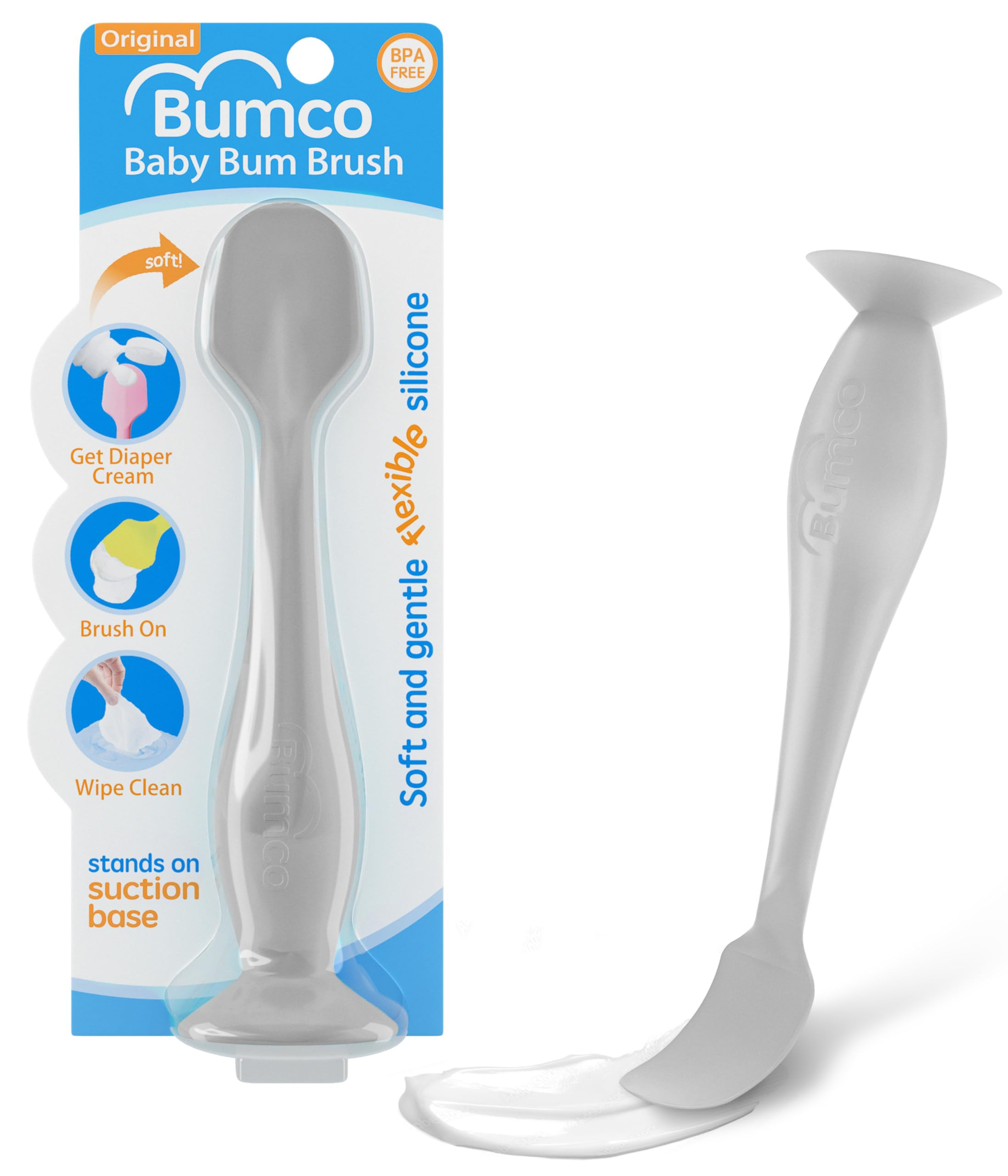 Bumco Baby Bum Brush - BPA-Free Diaper Cream Spatula with Suction Cup Base, Soft & Flexible Silic... | Amazon (US)