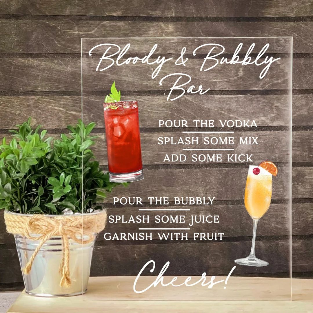 Bloody and Bubbly Sign Mimosa Bar Bloody Mary Bar for Wedding - Etsy | Etsy (US)