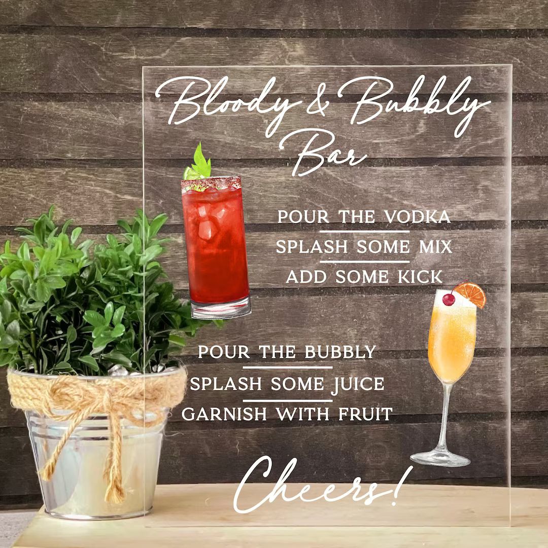 Bloody and Bubbly Sign Mimosa Bar Bloody Mary Bar for Wedding - Etsy | Etsy (US)