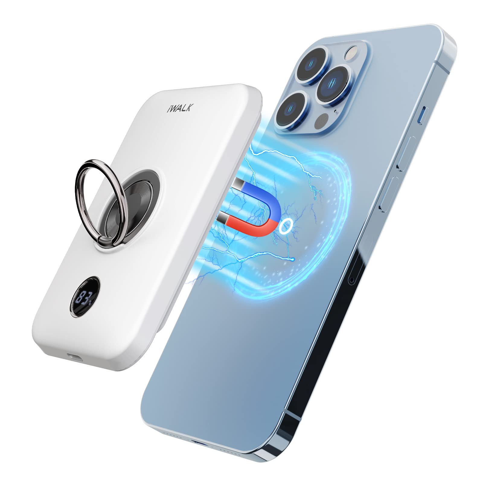 iWALK Magnetic Wireless Power Bank, 6000mAh Portable Charger with Finger Holder, Stronger Magnet Sti | Amazon (US)