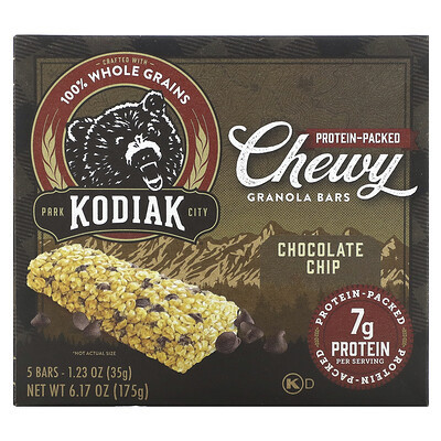 Kodiak Cakes, Chewy Granola Bars, Chocolate Chip, 5 Bars, 1.23 oz (35 g) Each | iHerb