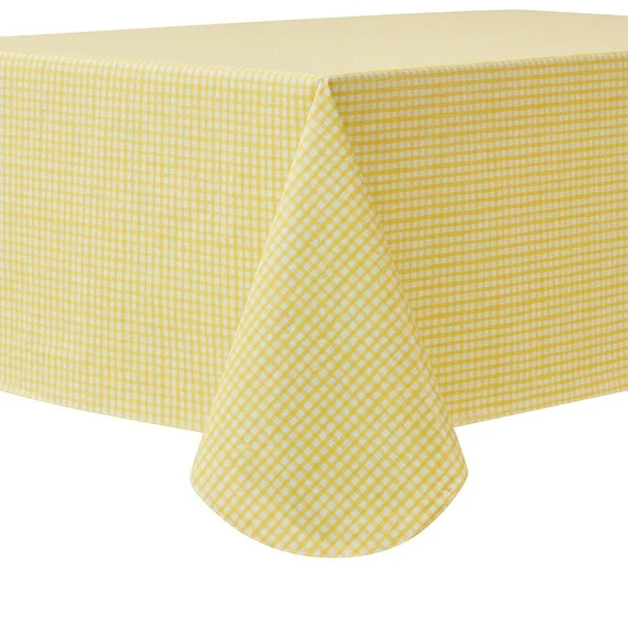 Mainstays Summer Fun PEVA Tablecloth, Indoor & Outdoor for Table 60" x 102" - Yellow Gingham | Walmart (US)