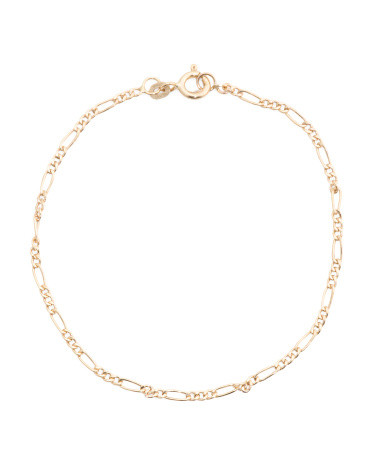 Made In Italy 14k Gold Delicate Figaro Chain Bracelet | TJ Maxx