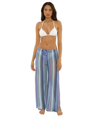 Becca Women's Sundown Striped Crochet Cover-Up Pants - Macy's | Macy's
