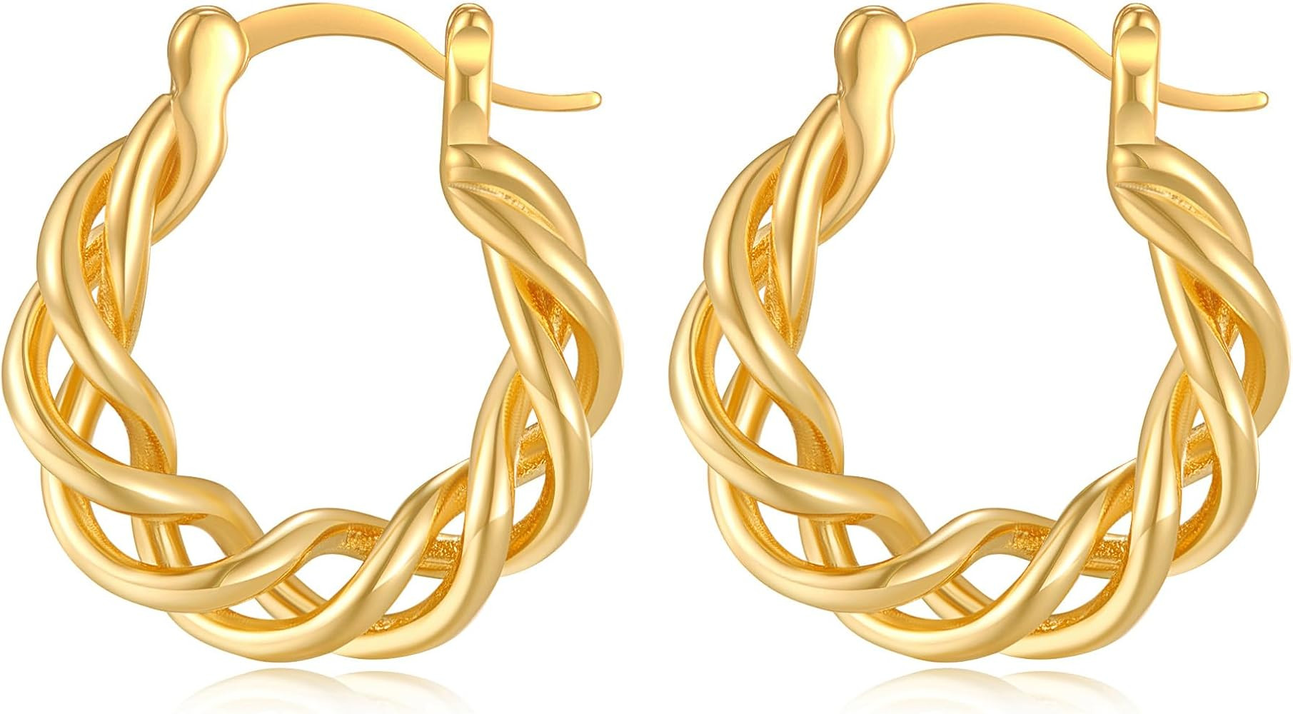 Gold Earrings for Women Girls,14K Gold Plated Lightweight Gold Hoop Earrings Hypoallergenic Earri... | Amazon (US)