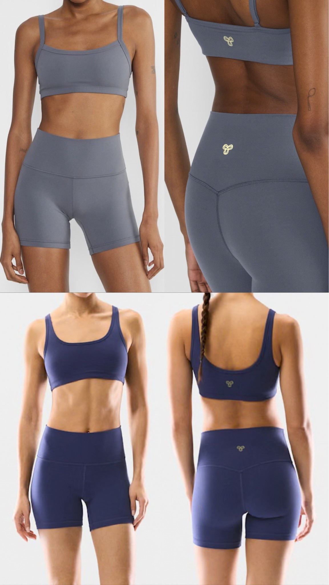 The butter line by Aritzia is some of my favorite activewear that is always in stock — the fabric is super soft and comfortable to wear all day long. I do a small in tops and a 4 in the bottoms. The white butter cami tank is also super cute for layering on top of the sets