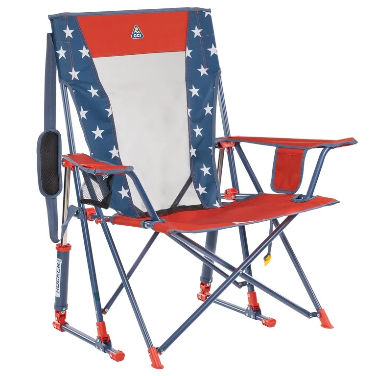 GCI Outdoor Comfort Pro Rocker Foldable Rocking Camp Chair with Mesh Backrest, Americana | Walmart (US)