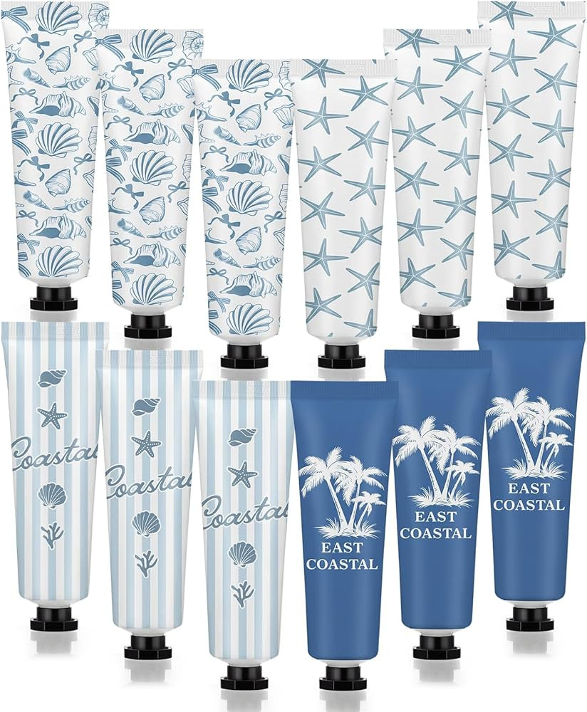 Loopeer 12 Pcs Coastal Hand Cream Gifts Bulk East Coastal Ocean Seashell Beach Design Portable Tr... | Amazon (US)