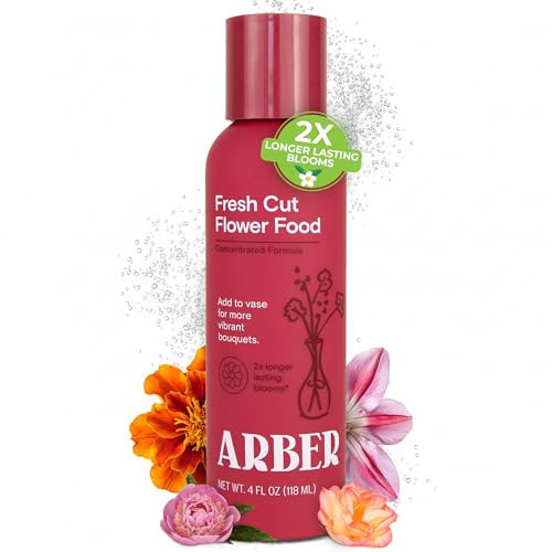 Arber Fresh Cut Flower Food – Floral Preservative & Nutrient Mix for Fresh Cut Flowers – Quick Dip, Vase Spray & Crystal Flower Care – Rose Food & Plant Supplies – 4 fl oz Liquid Formula | Amazon (US)